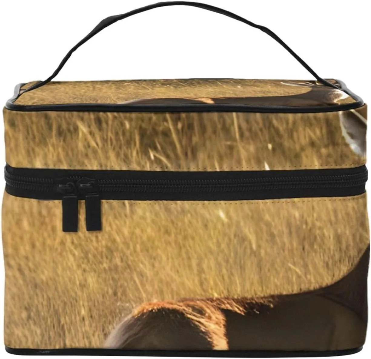 Cute Deers Print Portable Travel Makeup Case Versatile Zipper for Makeup Bag Large Capacity Polyeste
