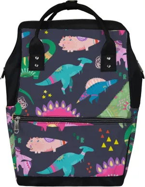 Cute Dinosaurs Colored Diaper Bag Backpack Waterproof Backpack Baby Nappy Changing Bag for Travel Large Capacity Durable and Stylish for Woman