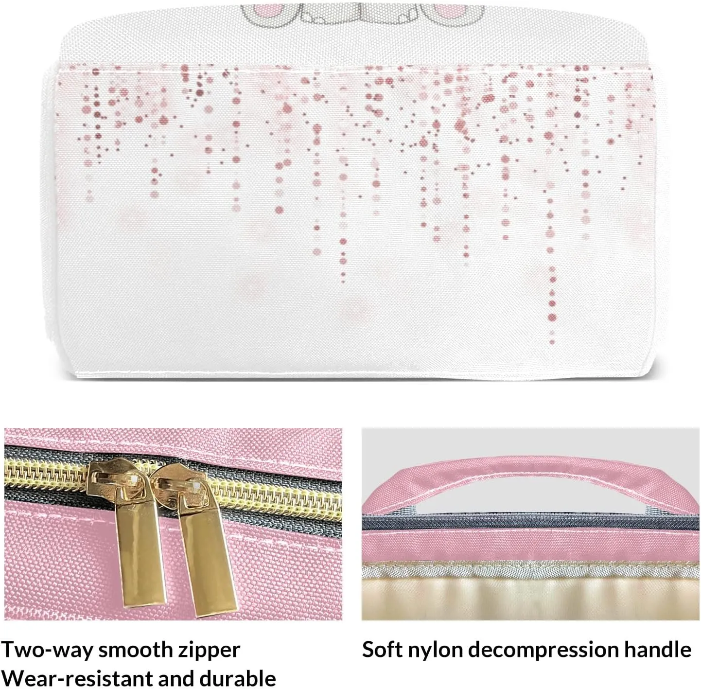 Cute Elephant White Pink Diaper Bags with Name Personalized Baby Bag Travel Tote Bag Waterproof Backpack for Mom Gift