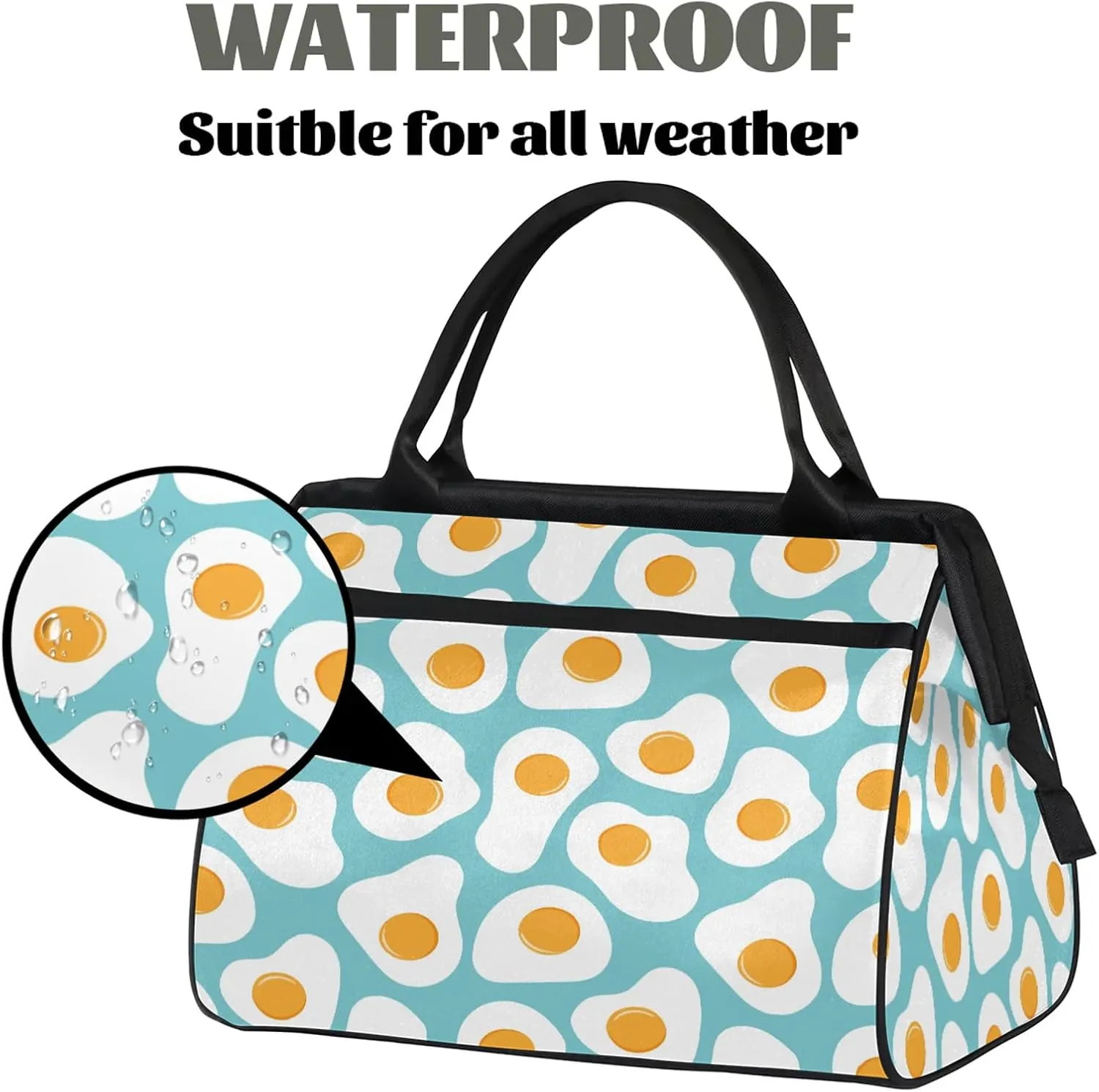 Cute Food Egg Travel Duffel Bag Gym Tote Bag for Women Men Waterproof Weekend Overnight Bag Carry On Tote Luggage with Pocket Personal Item Bags Sports Bag fit Travel Sports Gym Yoga