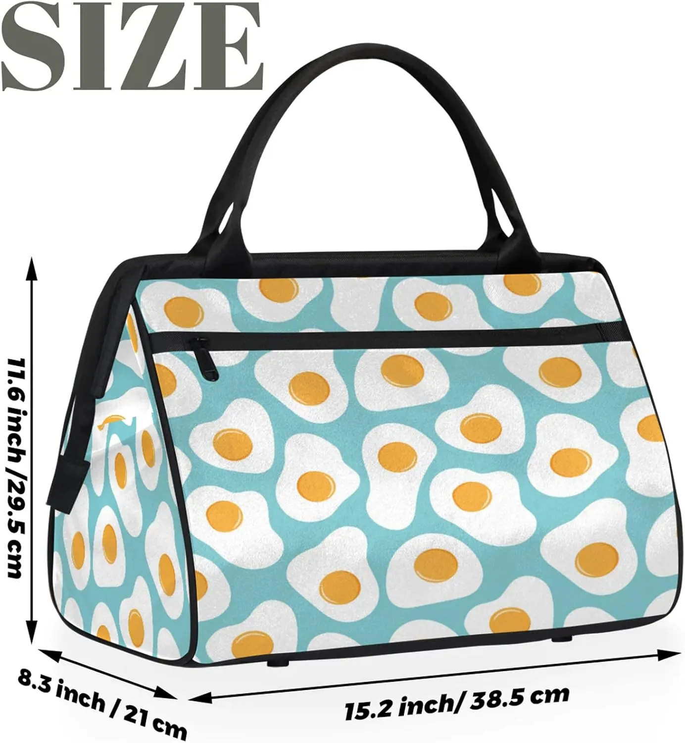 Cute Food Egg Travel Duffel Bag Gym Tote Bag for Women Men Waterproof Weekend Overnight Bag Carry On Tote Luggage with Pocket Personal Item Bags Sports Bag fit Travel Sports Gym Yoga
