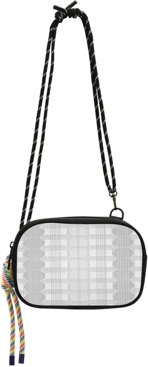 Cute Gray Lace Stripes Side Bag Crossbody Men Fashion with Adjustable Strap Small Black Purses Date cartera para mujer