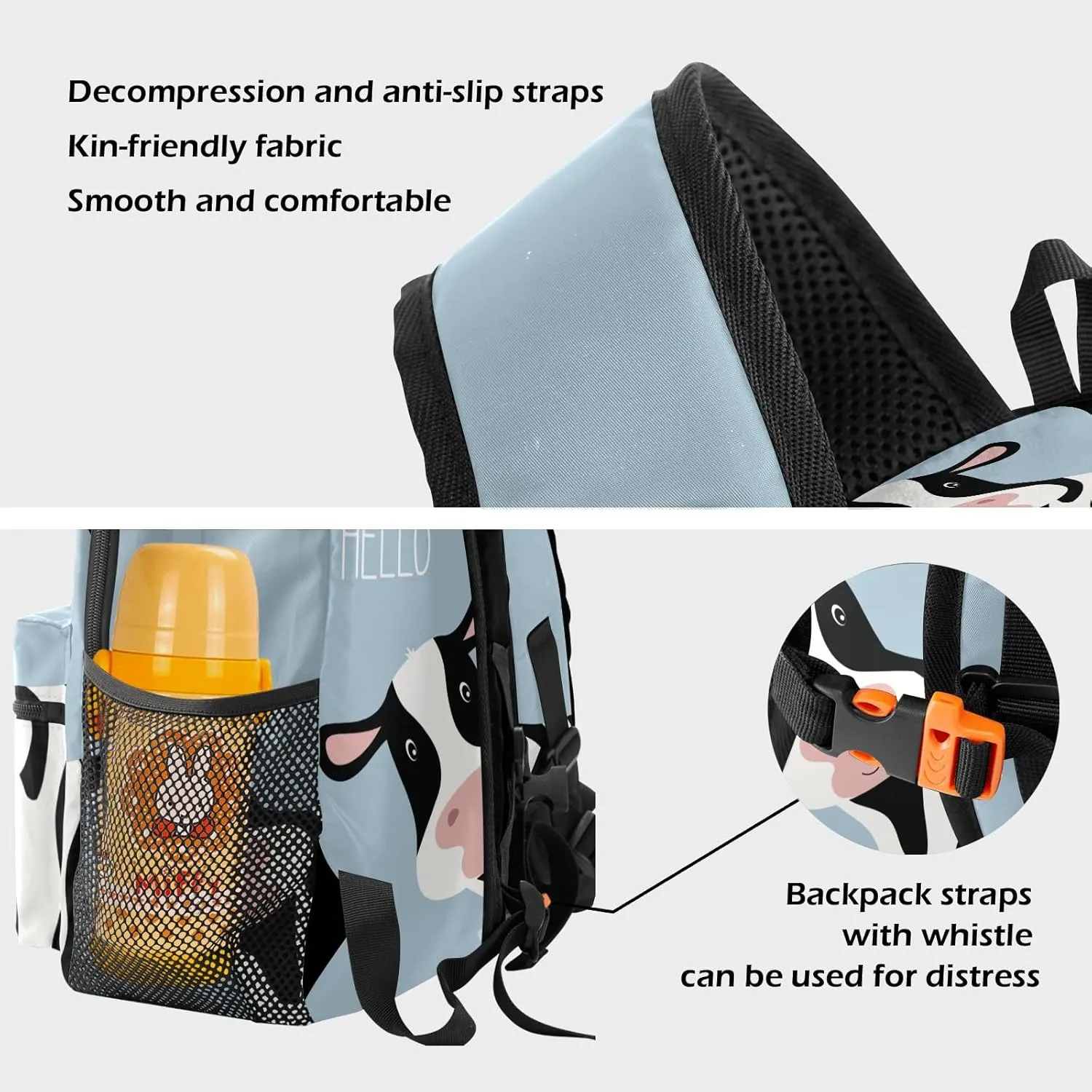 Cute Hello Cow Personalized Kids Toddler Backpack for Boys Girls,Custom School Kindergarten Travel Bookbag