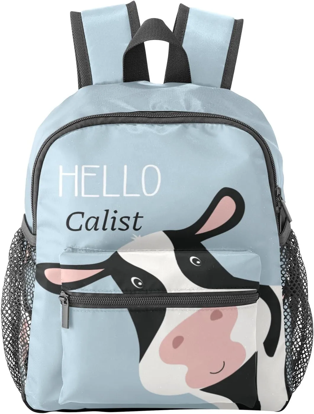 Cute Hello Cow Personalized Kids Toddler Backpack for Boys Girls,Custom School Kindergarten Travel Bookbag
