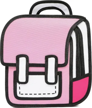 Cute Kids Cartoon Backpack for Boys and Girls, Toddler 2D Drawing Style Comic Fun weird School Pack Bag, Children Jump From Paper Anime Funny Kids Bookbag (pink)