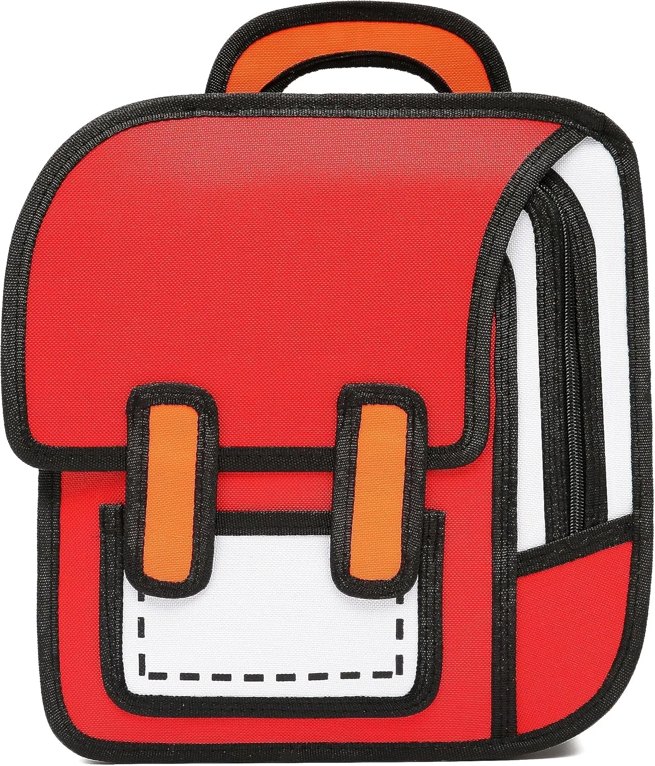 Cute Kids Cartoon Backpack for Boys and Girls, Toddler 2D Drawing Style Comic Fun weird School Pack Bag, Children Jump From Paper Anime Funny Kids Bookbag (red)