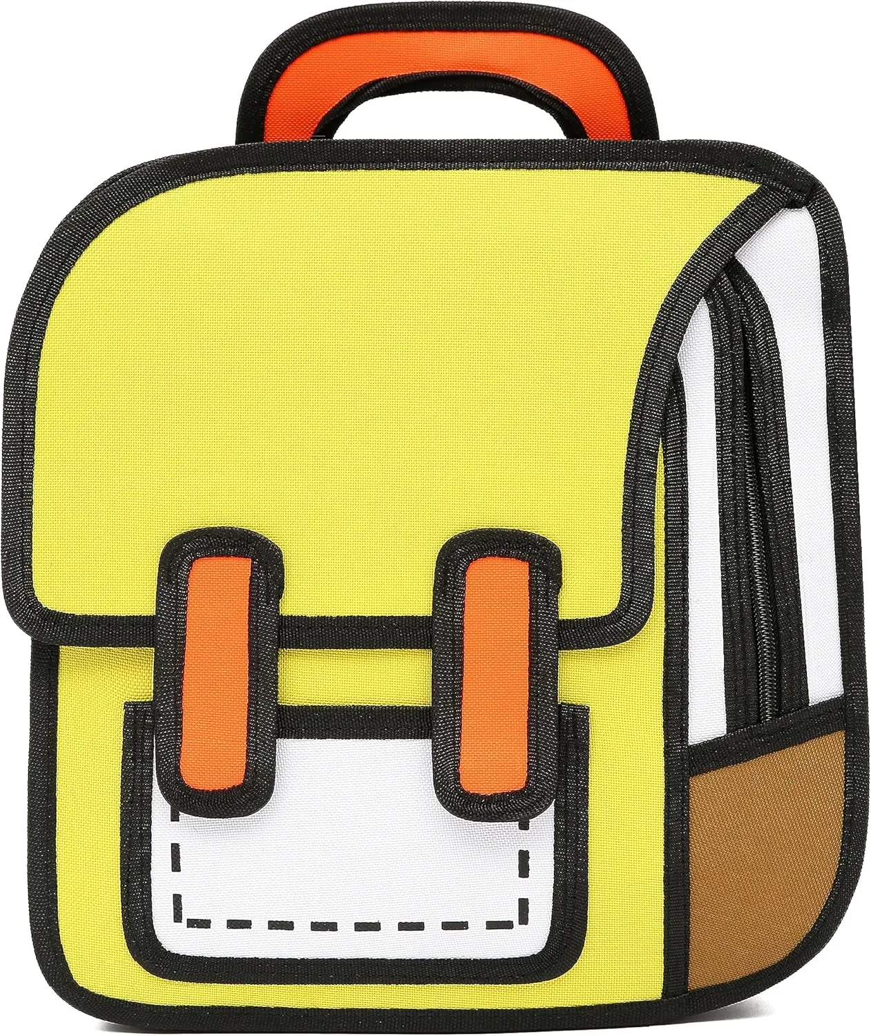 Cute Kids Cartoon Backpack for Boys and Girls, Toddler 2D Drawing Style Comic Fun weird School Pack Bag, Children Jump From Paper Anime Funny Kids Bookbag (yellow)