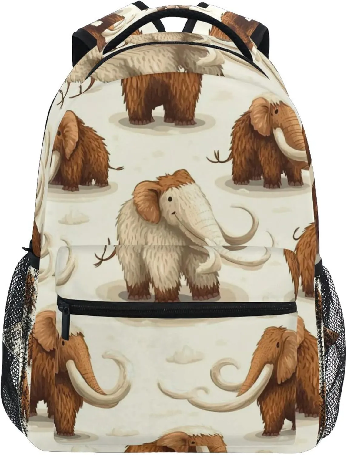 Cute Mammoths Cartoon Backpack Laptop Tablet Travel School Bag with Name Tag for Boys Girls