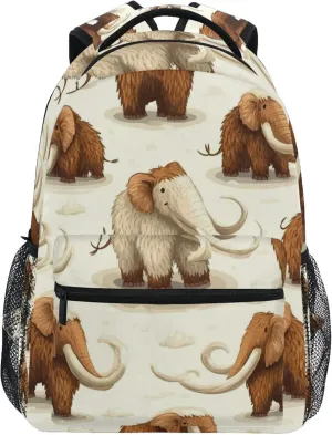 Cute Mammoths Cartoon Backpack Laptop Tablet Travel School Bag with Name Tag for Boys Girls