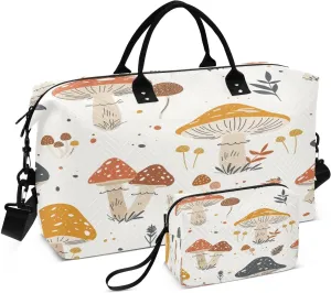 Cute Mushrooms Travel Duffel Bag, Shoulder Weekender Overnight Bags - Large Gym Bag with Wet Pocket