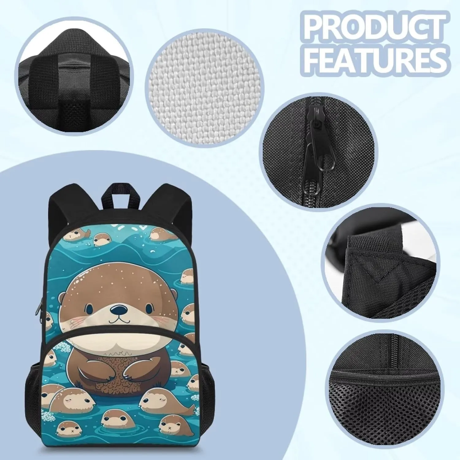 Cute Otter Backpack for School Girls Middle School and Elementary Bookbag Cute Book Bag Lightweight Waterproof Classic Basic Backpack Kindergarten Elementary Kids Backpack
