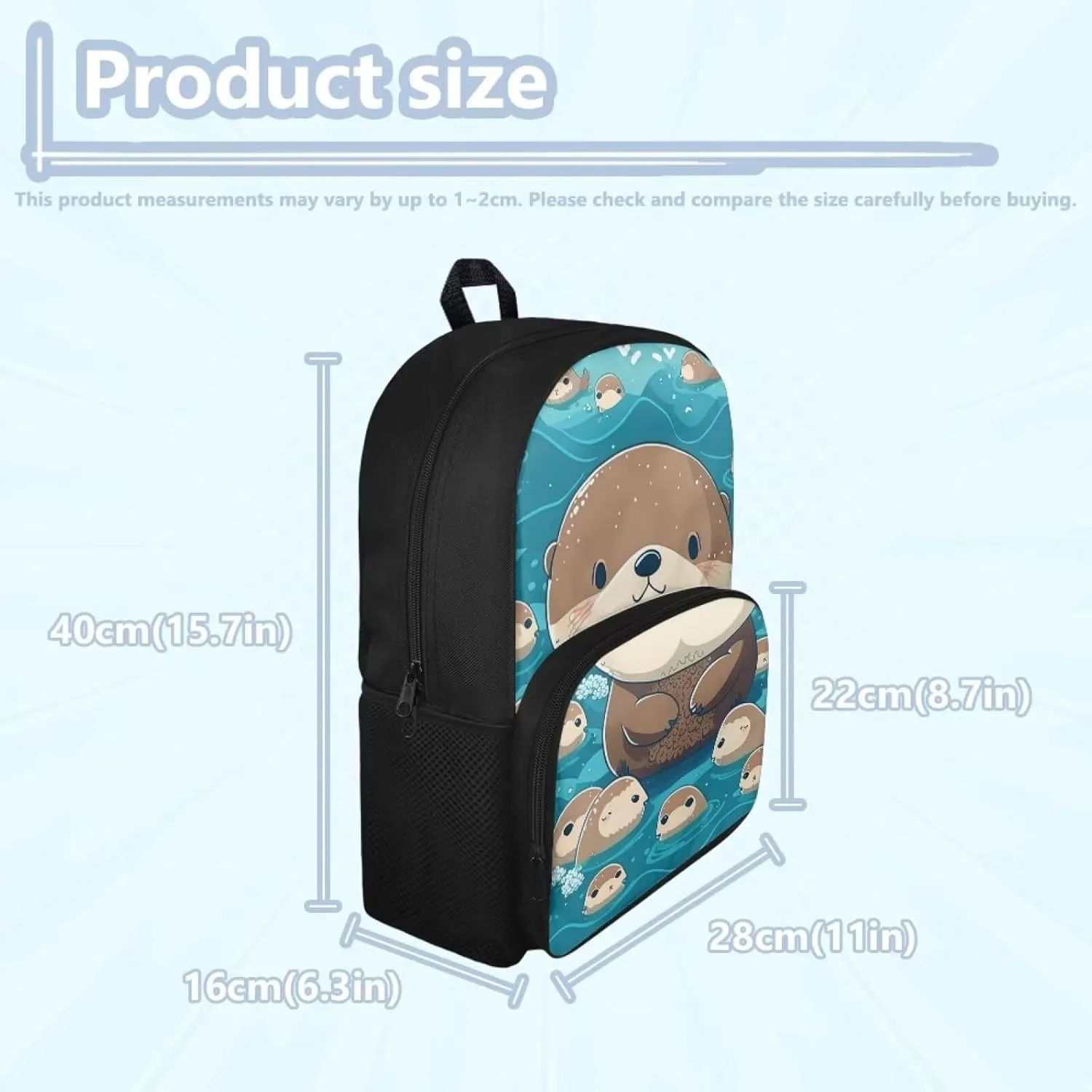 Cute Otter Backpack for School Girls Middle School and Elementary Bookbag Cute Book Bag Lightweight Waterproof Classic Basic Backpack Kindergarten Elementary Kids Backpack