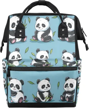 Cute Pandas Leaves Diaper Bag Mommy Bags With Adjustable Shoulder Strap Waterproof Multifunction Shoulder Bag Travel Large Capacity Backpack for Moms And Dads