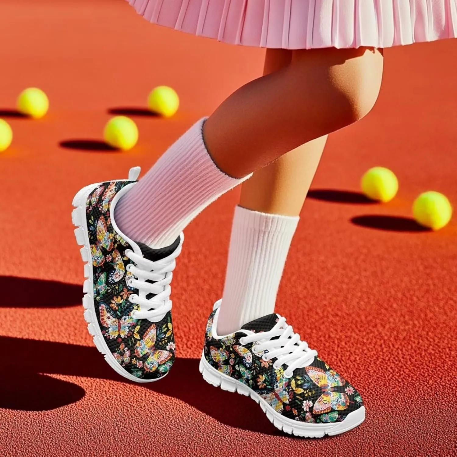 Cute Running Sneakers Lightweight Lace-up Indoor Shoes for Boys Girls Comfy Cute Breathable Tennis Shoes for Athletic US Little Kid 11-13 Big Kid 1-5 White Sole