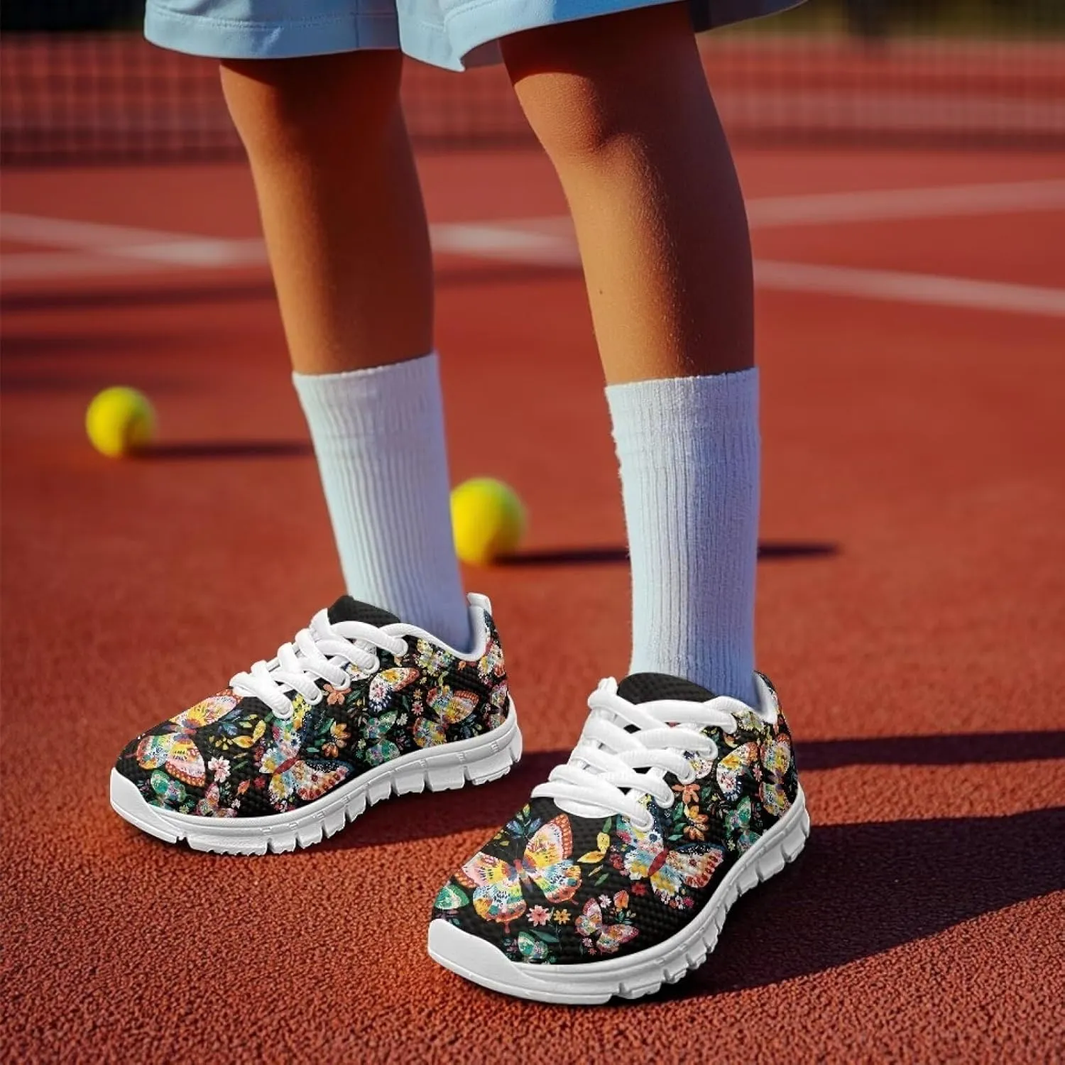 Cute Running Sneakers Lightweight Lace-up Indoor Shoes for Boys Girls Comfy Cute Breathable Tennis Shoes for Athletic US Little Kid 11-13 Big Kid 1-5 White Sole