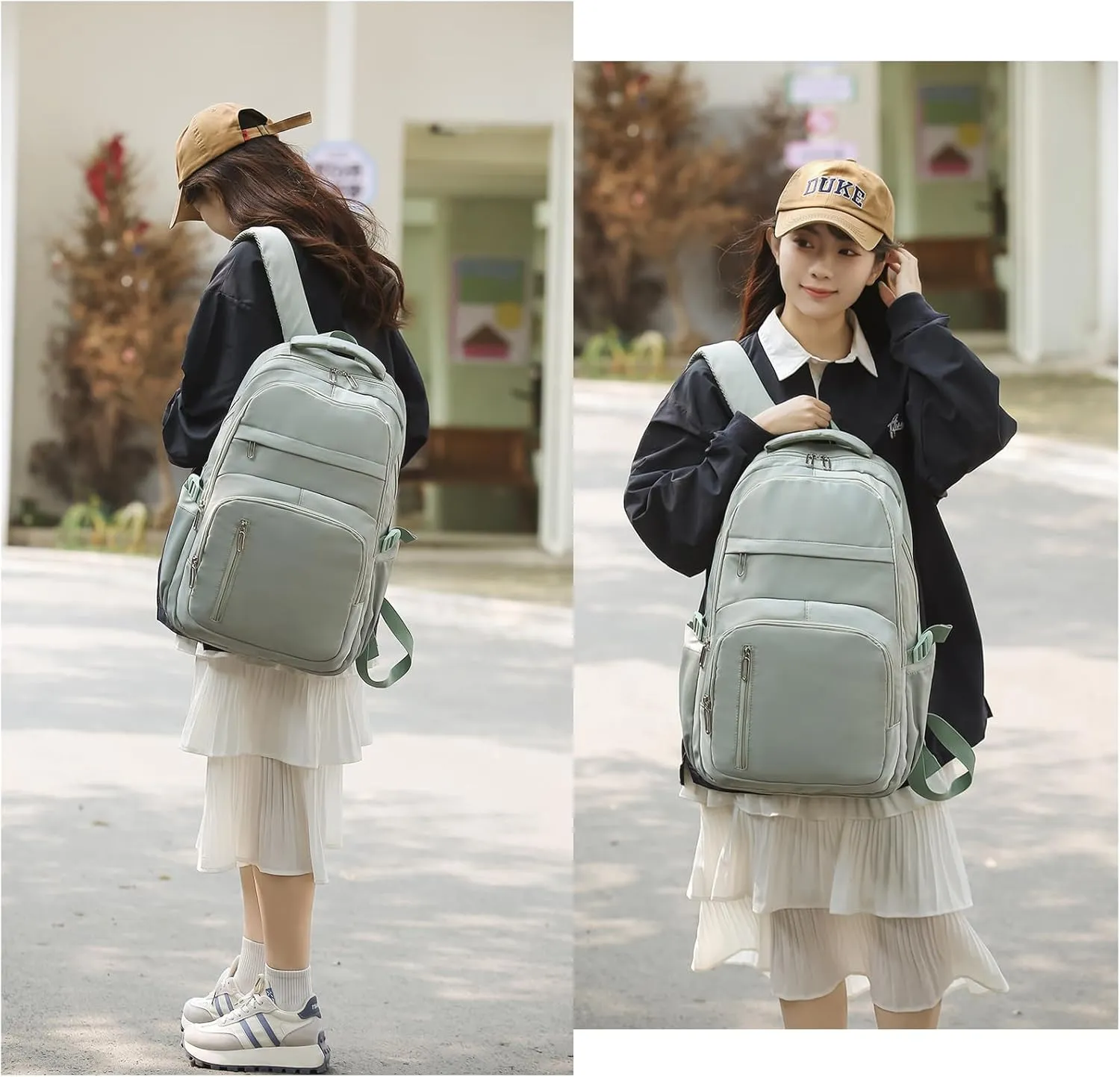 Cute School Backpack for Women Men Casual Travel Laptop Backpack Aesthetic Lightweight College Bookbags for Kids(Green)