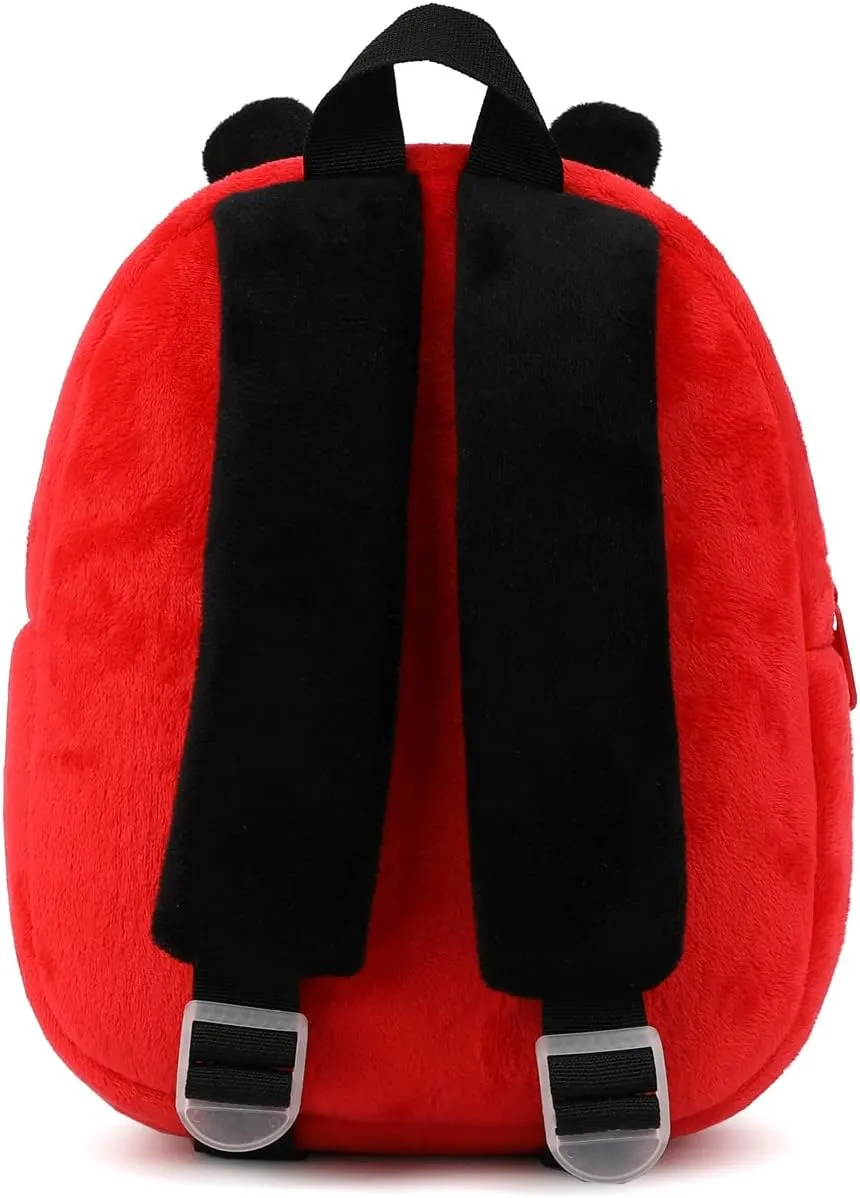 Cute Toddler Backpack Plush Animal Cartoon Mini Travel Daycare Bag for Baby Girl Boy 2-6 Years (Ladybug-MC Red)