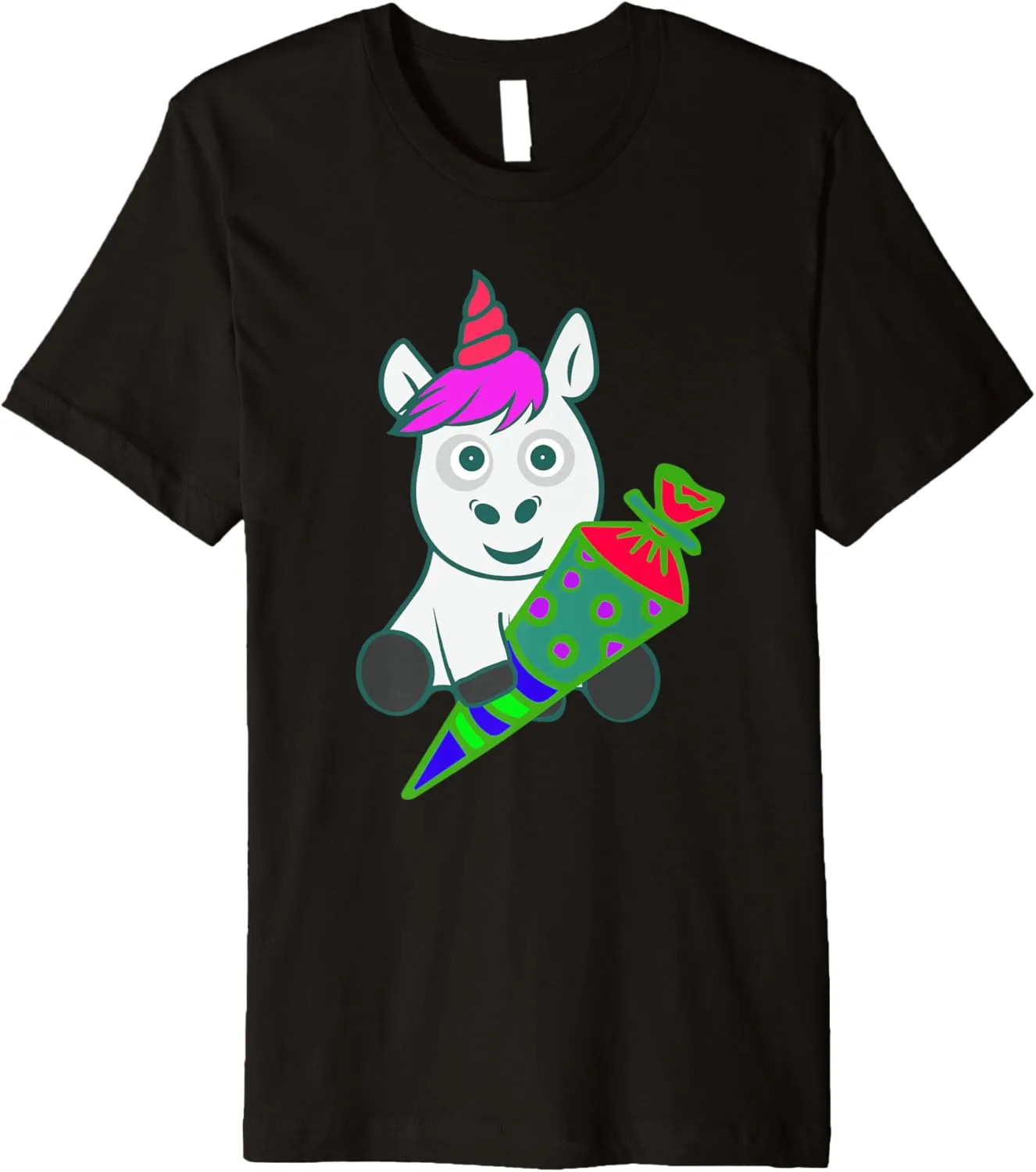 Cute unicorn child school child schooling with school bag Premium T-Shirt