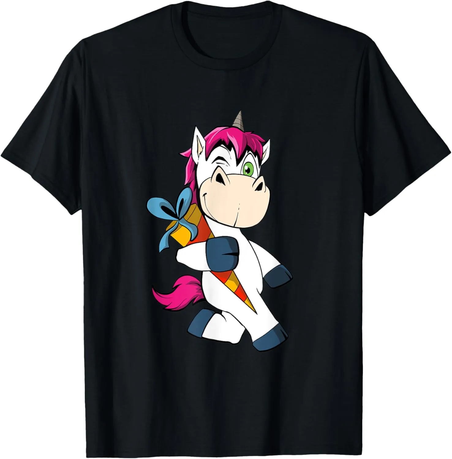 Cute unicorn with a school bag. School enrollment T-Shirt