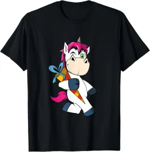 Cute unicorn with a school bag. School enrollment T-Shirt