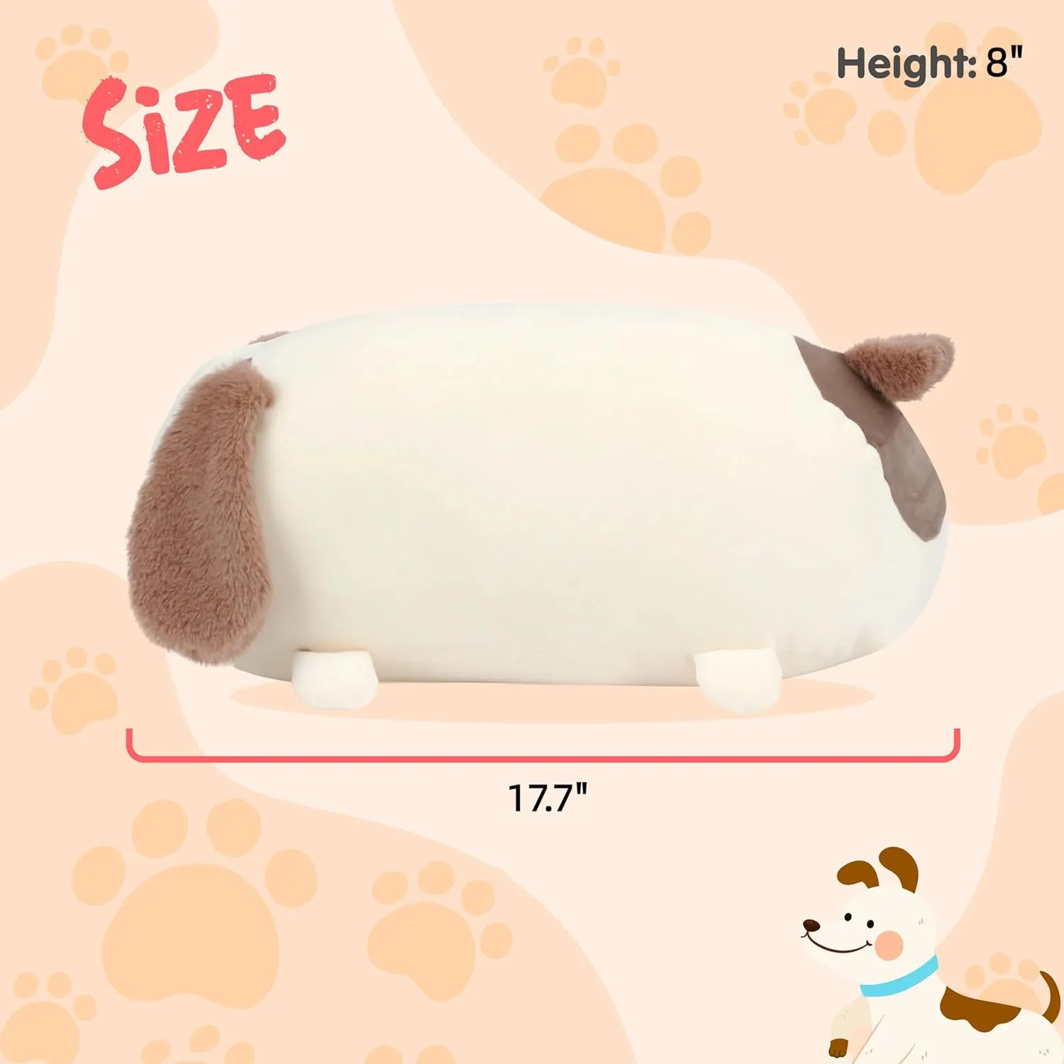 Cuteoy 17.7" Puppy Stuffed Animal Plush Pillow Soft Comfortable Plushies Large Throw Body Pillow Sleeping Dog Plush Toy for Girls Boys Birthday