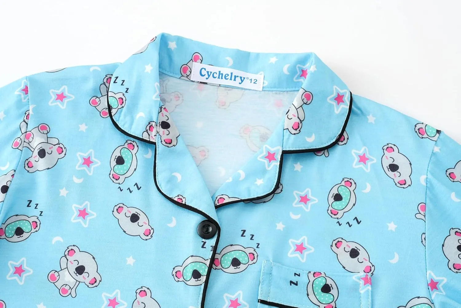 CYCHELRY Big Girls Cartoon Pajamas Set-2PCS Button Down Long Sleeve and Pants Teens PJS Set Size 6-16