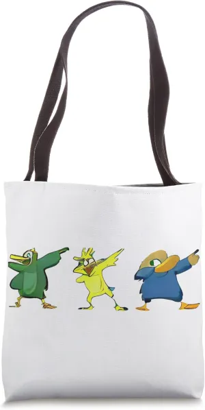 Dabbing Cartoon Birds (AI Generated Art) Funny Meme Humor Tote Bag