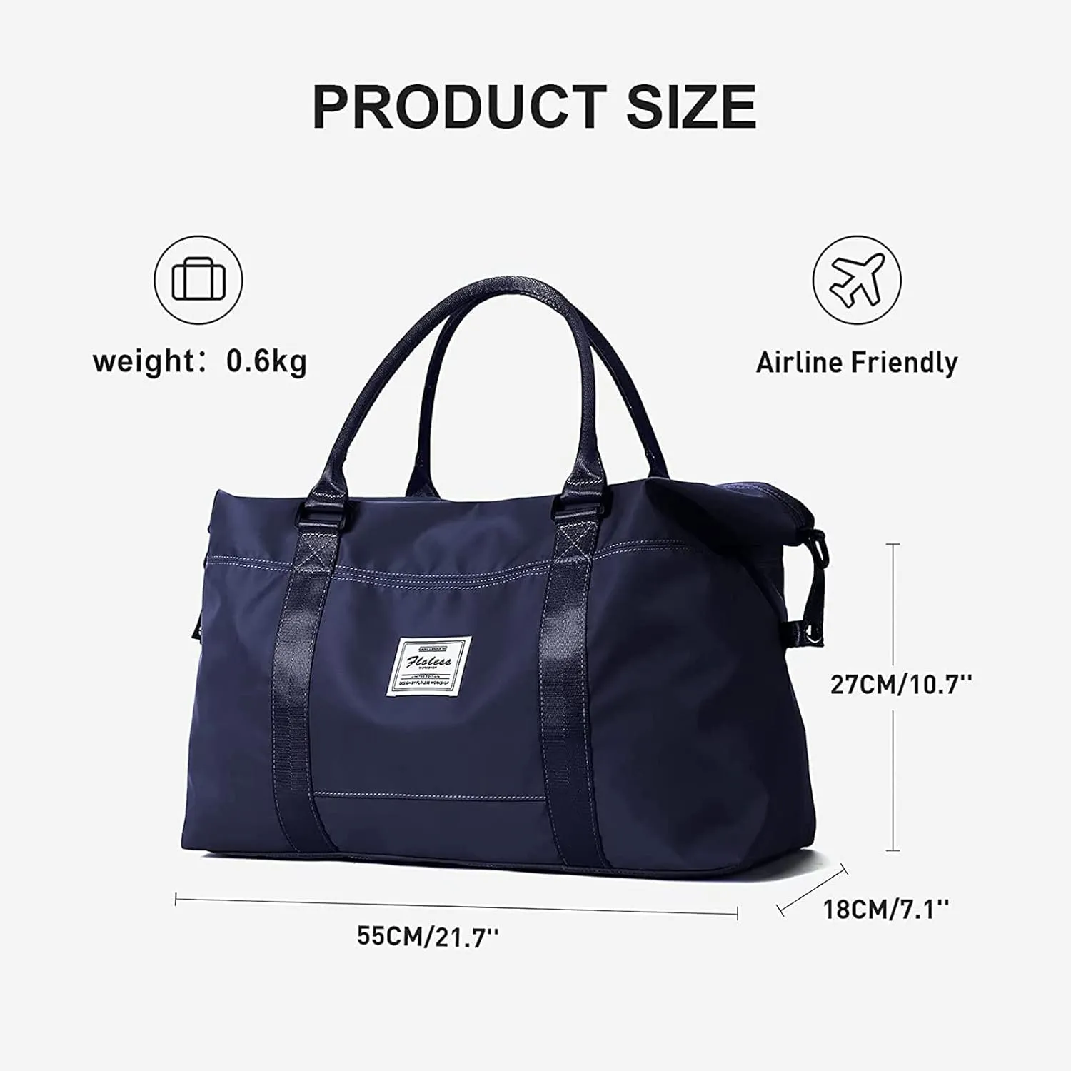 Dark Blue Sport Travel Duffle Bag Large Gym Tote Bag for Women, Weekender Bag Carry on Bag for Airplane, Ladies Beach Overnight Bag Waterproof Luggage Bags with Wet Pocket
