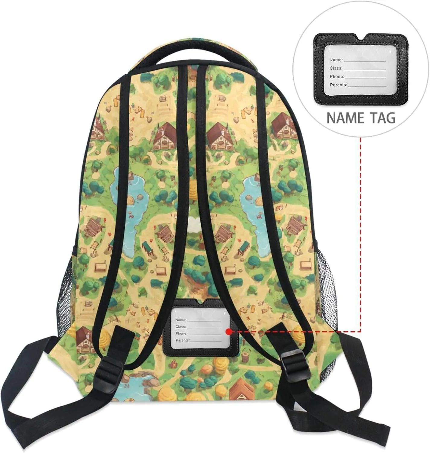 Day Backpack for Women Men Fashion School Bag with Chest Strap for Travel Trip Vintage Game Map