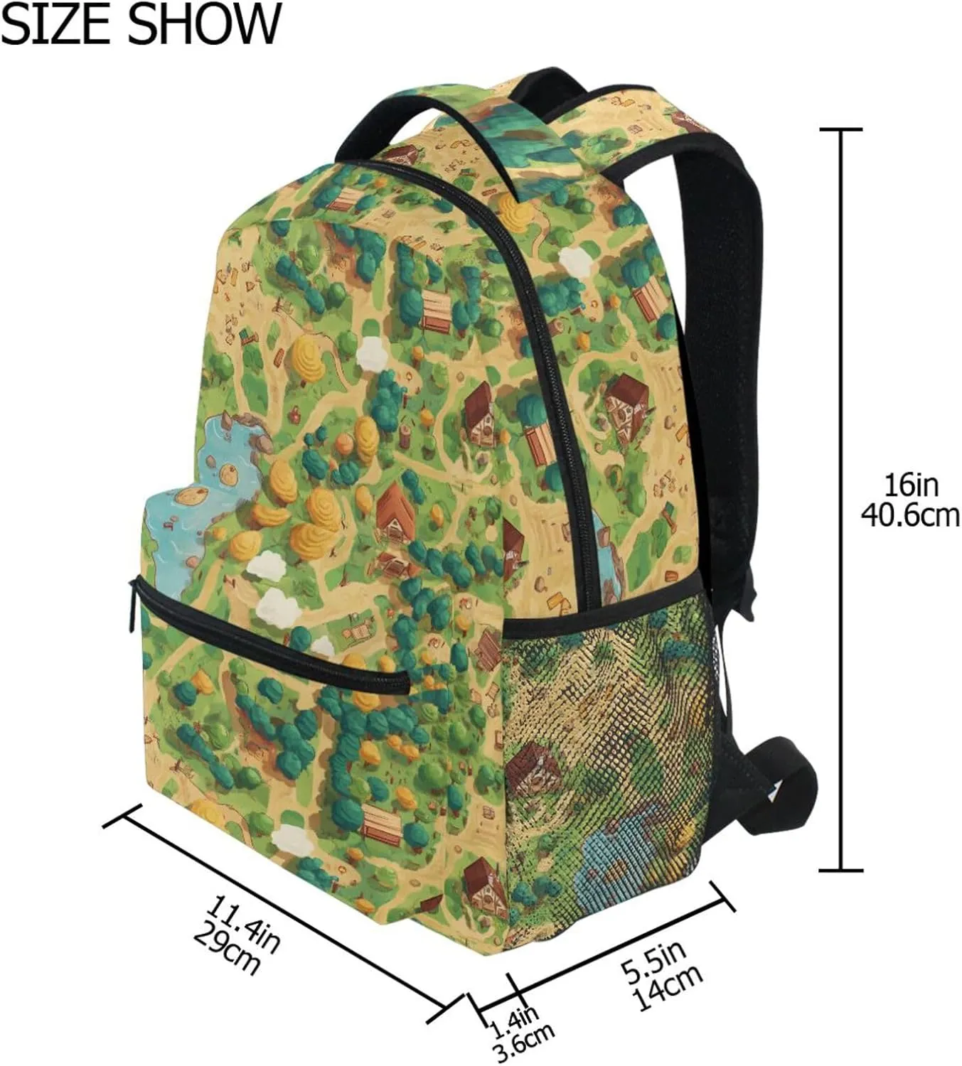 Day Backpack for Women Men Fashion School Bag with Chest Strap for Travel Trip Vintage Game Map
