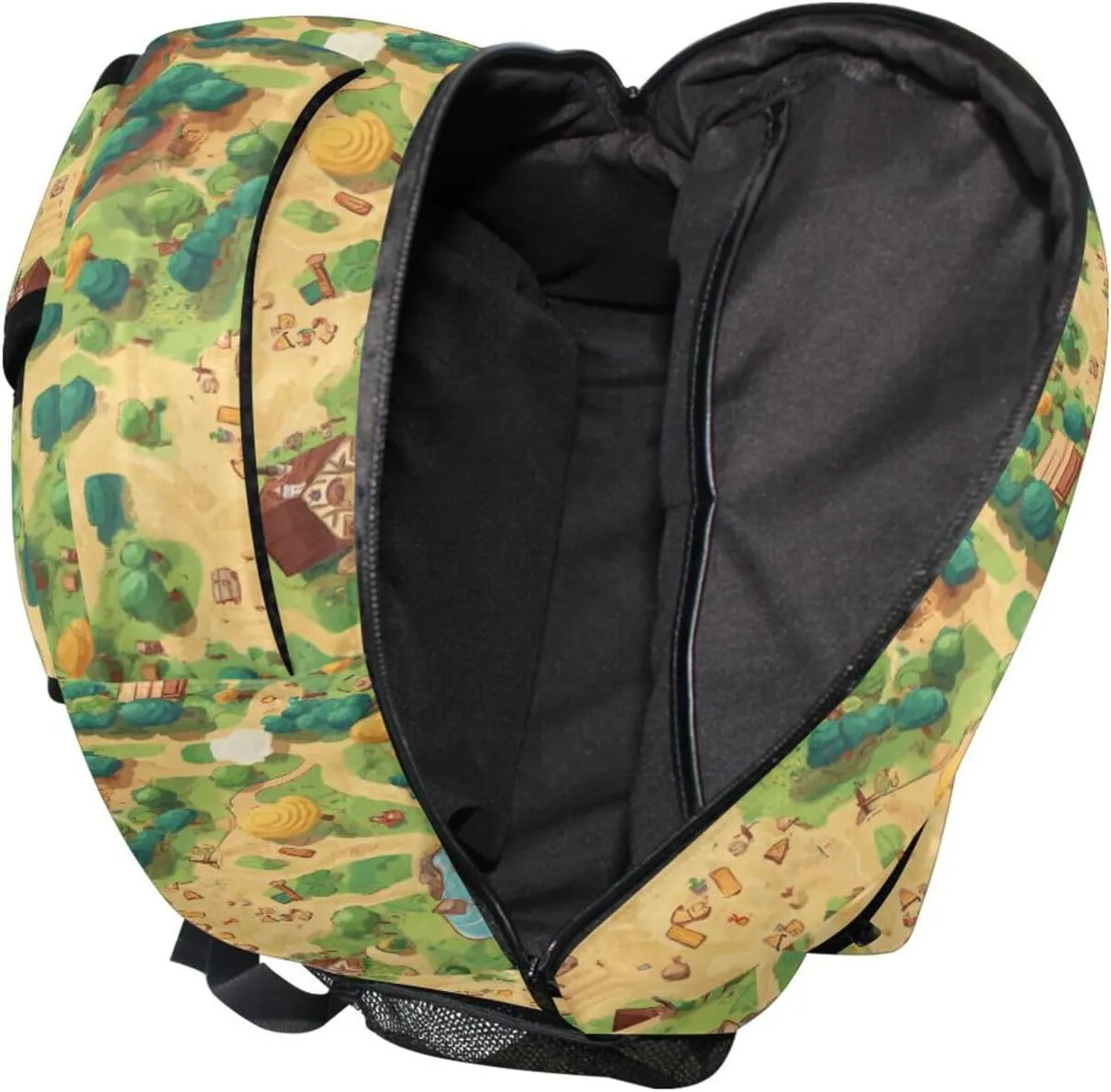 Day Backpack for Women Men Fashion School Bag with Chest Strap for Travel Trip Vintage Game Map