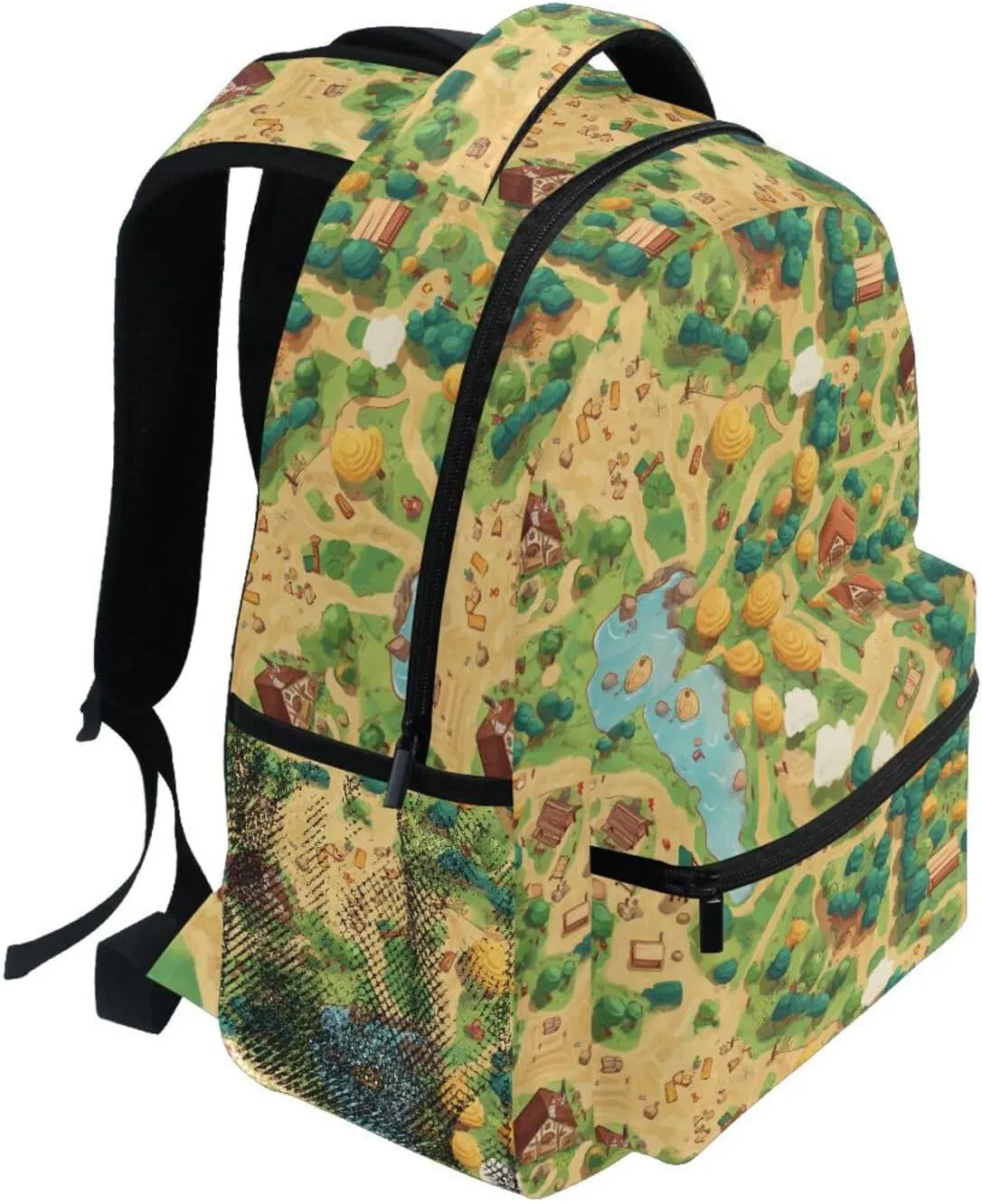 Day Backpack for Women Men Fashion School Bag with Chest Strap for Travel Trip Vintage Game Map