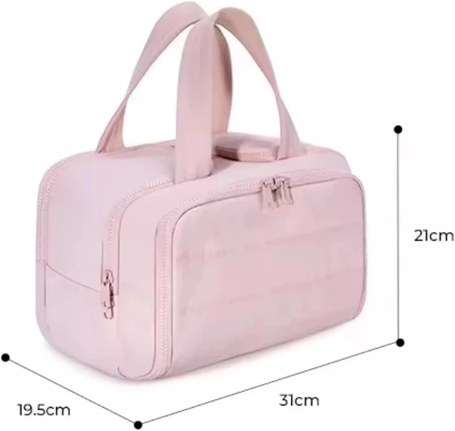 Decisive Makeup Bag, Large Capacity Wide-Open Travel Cosmetic Bag, Lightweight Toiletry Organizer for Traveling, 4-in-1 Puffy Multi-Functional Travel Toiletry Bags for Women (Pink)