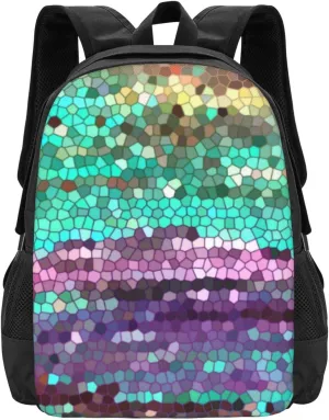 Decorative Mosaic Purple And Teal Lightweight Packable Backpack Travel Casual Large Capacity Daypack Foldable Backpack For Men Women