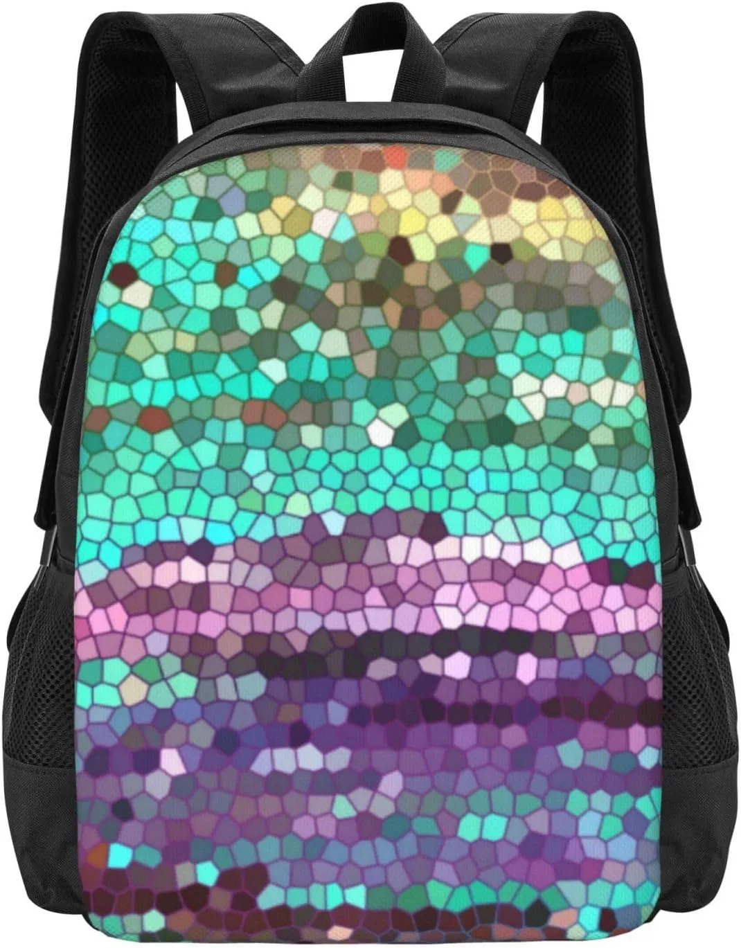 Decorative Mosaic Purple And Teal Lightweight Packable Backpack Travel Casual Large Capacity Daypack Foldable Backpack For Men Women