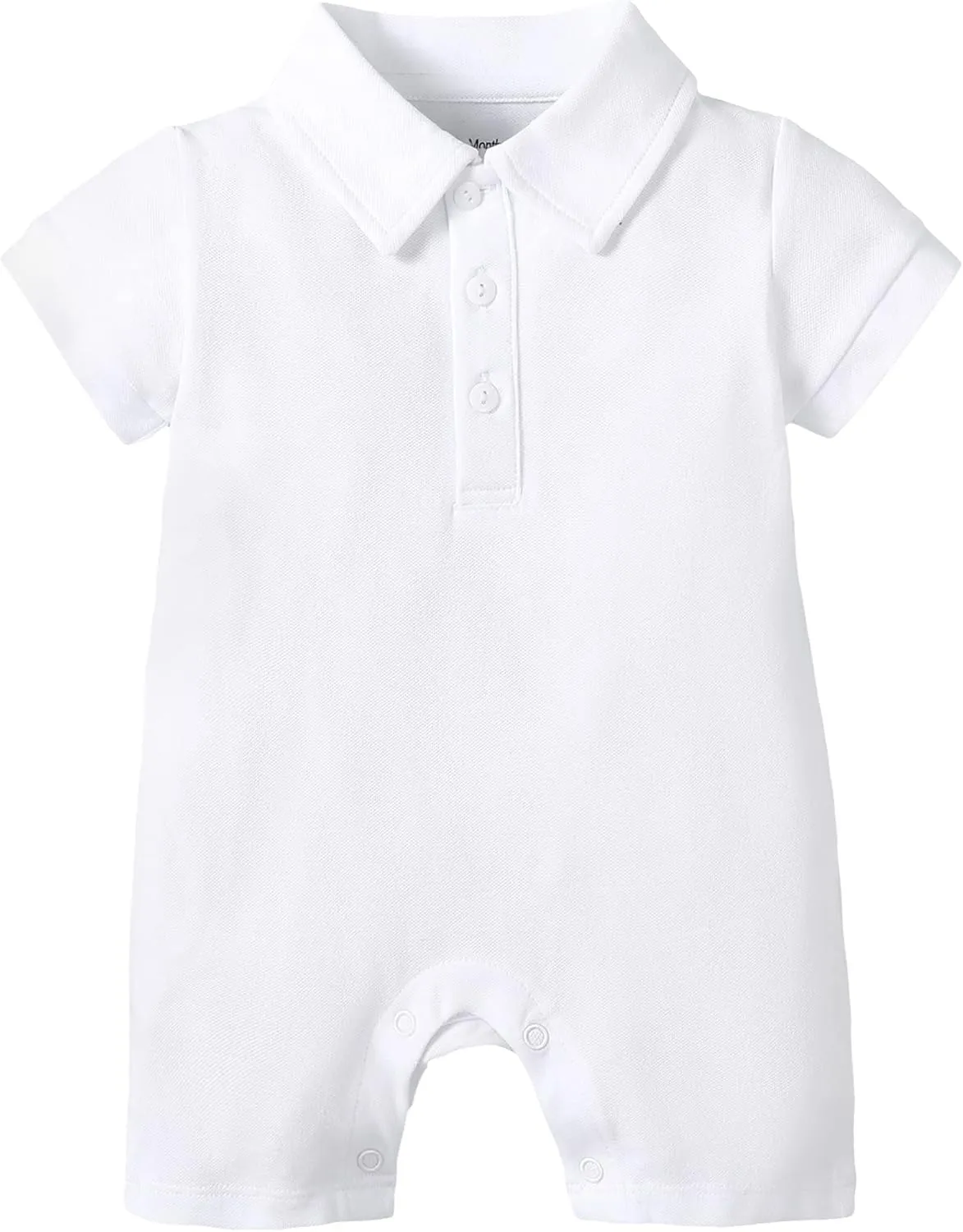 DEFAHN Baby Boy Polo Romper Short Sleeve Solid Bodysuit Jumpsuit Collared Onsies Pique Infant One-Piece Outfit