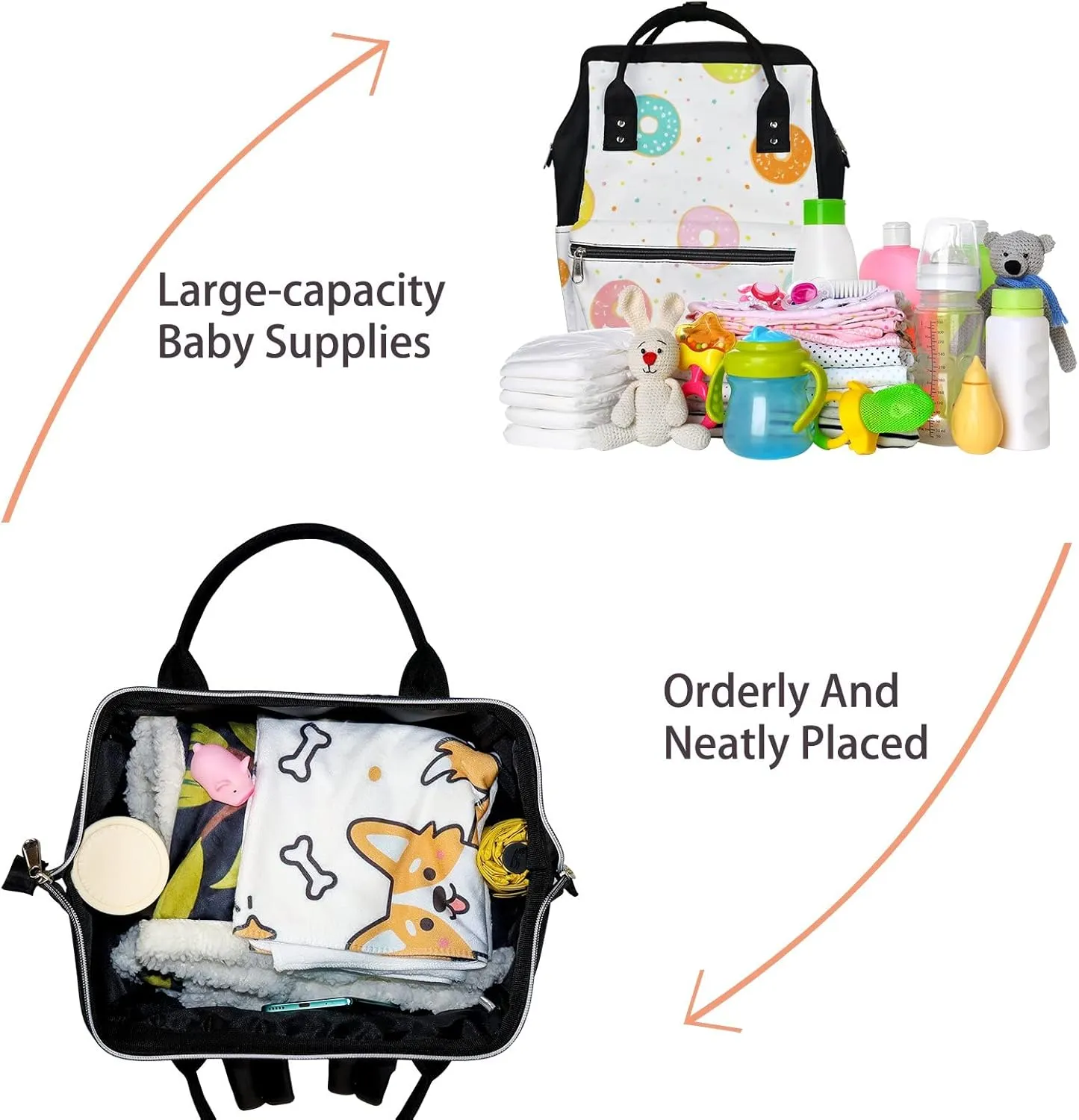 Delicate Different Glazed Donuts Diaper Bag Backpack Waterproof Backpack Baby Nappy Changing Bag for Travel Large Capacity Durable and Stylish for Woman