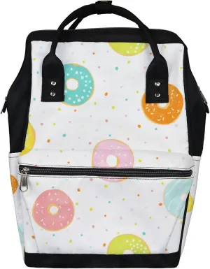 Delicate Different Glazed Donuts Diaper Bag Backpack Waterproof Backpack Baby Nappy Changing Bag for Travel Large Capacity Durable and Stylish for Woman