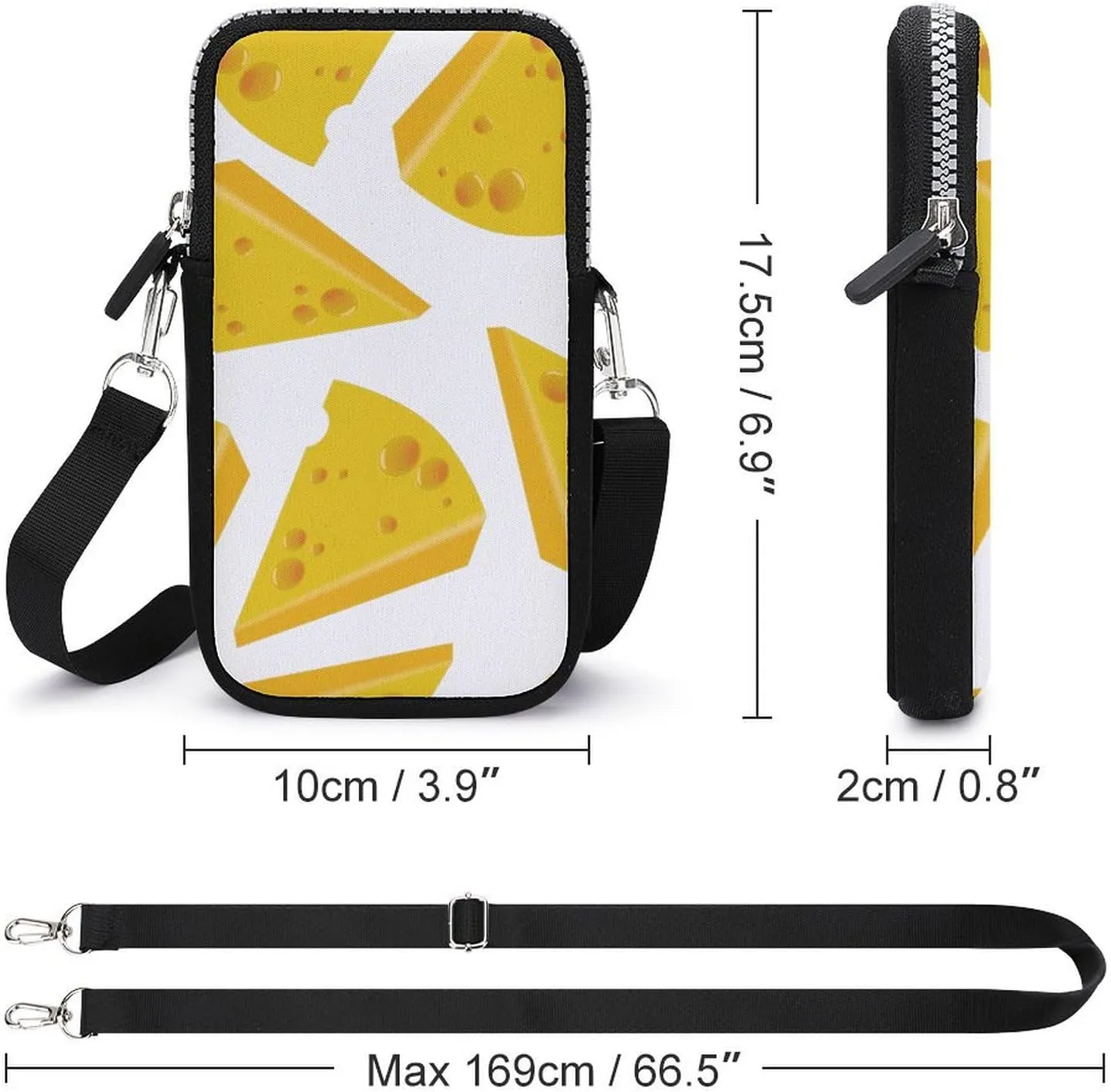 Delicious Cheese PrintSmall Crossbody Bag - Mini Phone Wallet with Crossbody Strap And Wallet