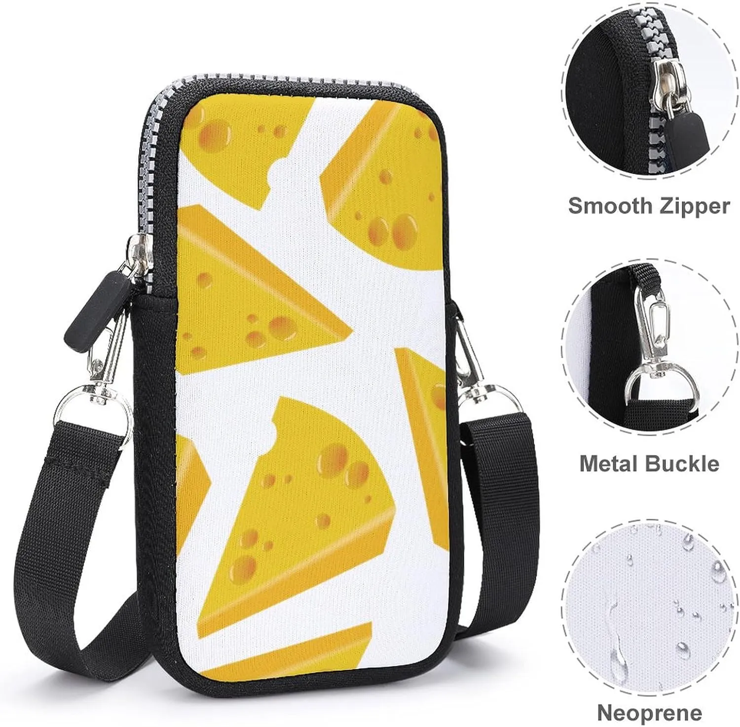 Delicious Cheese PrintSmall Crossbody Bag - Mini Phone Wallet with Crossbody Strap And Wallet