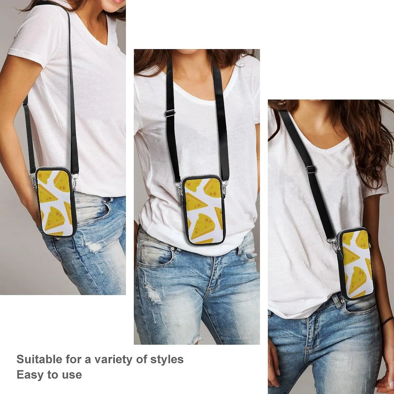 Delicious Cheese PrintSmall Crossbody Bag - Mini Phone Wallet with Crossbody Strap And Wallet