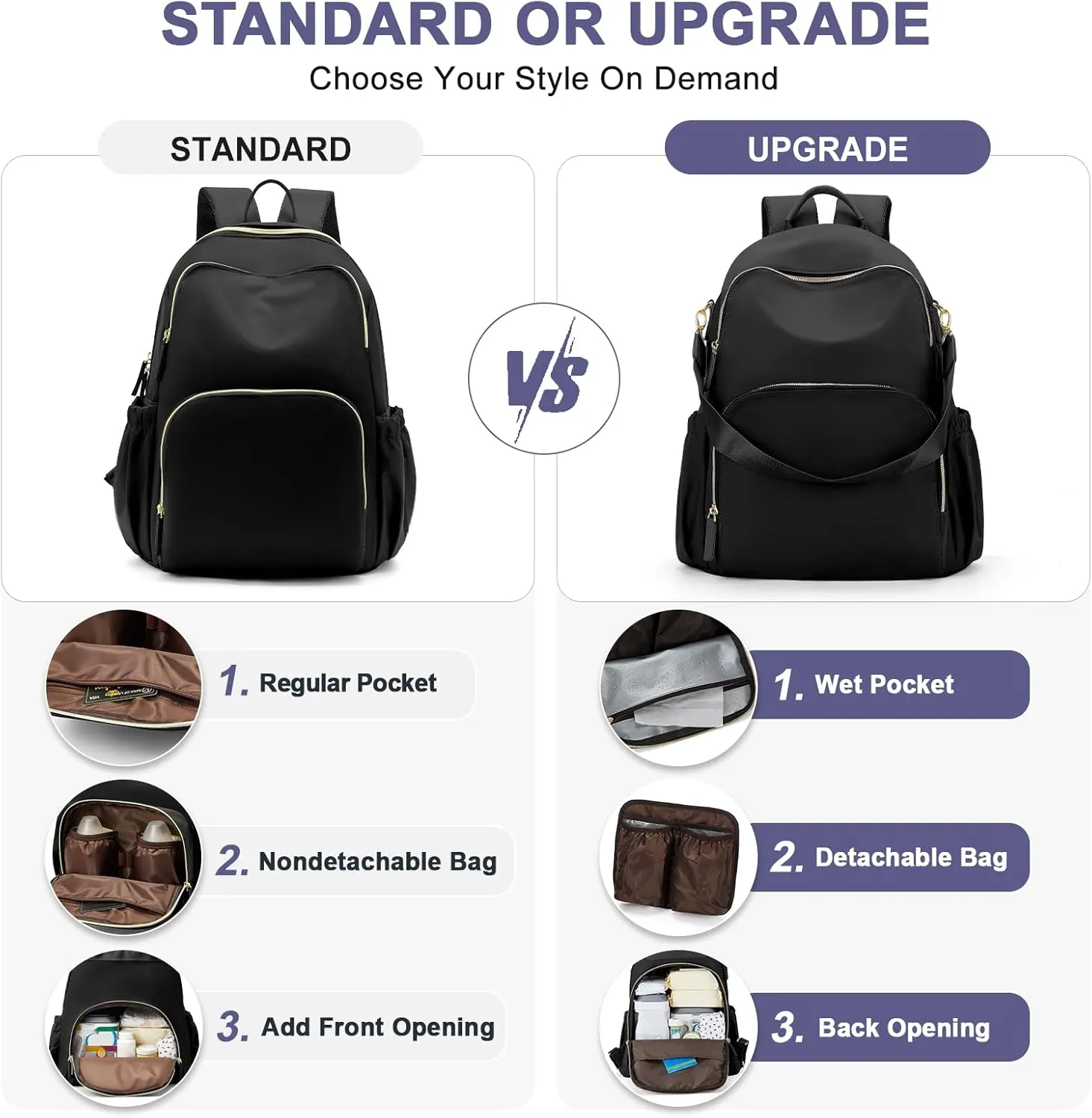 Diaper Bag Backpack, Baby Bags for Boys Girls, Large Waterproof Diaper Backpack, Multi Function Diaper Bags, Baby Registry Search, Shower Gifts Newborn Essentials for Mom, Black