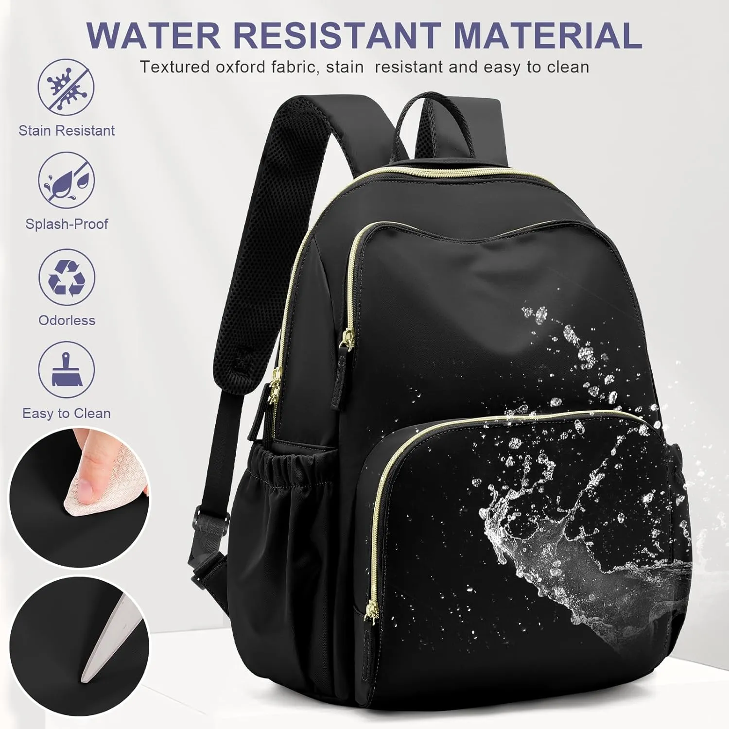 Diaper Bag Backpack, Baby Bags for Boys Girls, Large Waterproof Diaper Backpack, Multi Function Diaper Bags, Baby Registry Search, Shower Gifts Newborn Essentials for Mom, Black