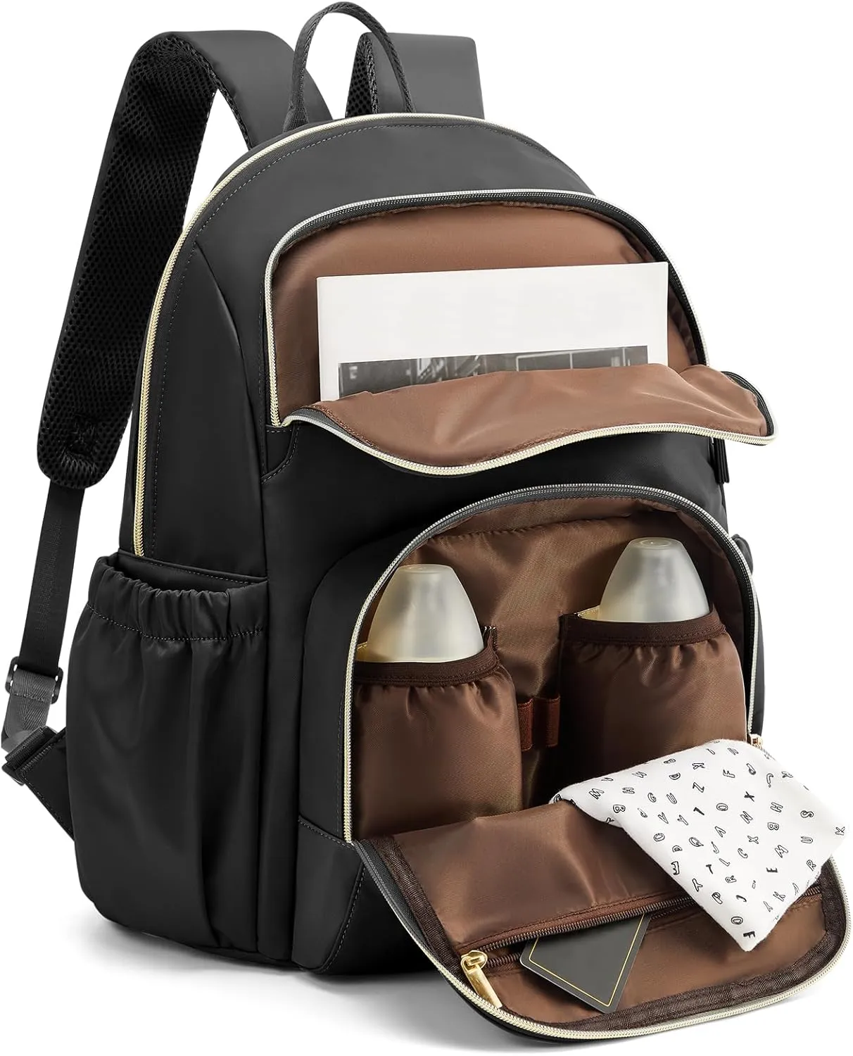 Diaper Bag Backpack, Baby Bags for Boys Girls, Large Waterproof Diaper Backpack, Multi Function Diaper Bags, Baby Registry Search, Shower Gifts Newborn Essentials for Mom, Black