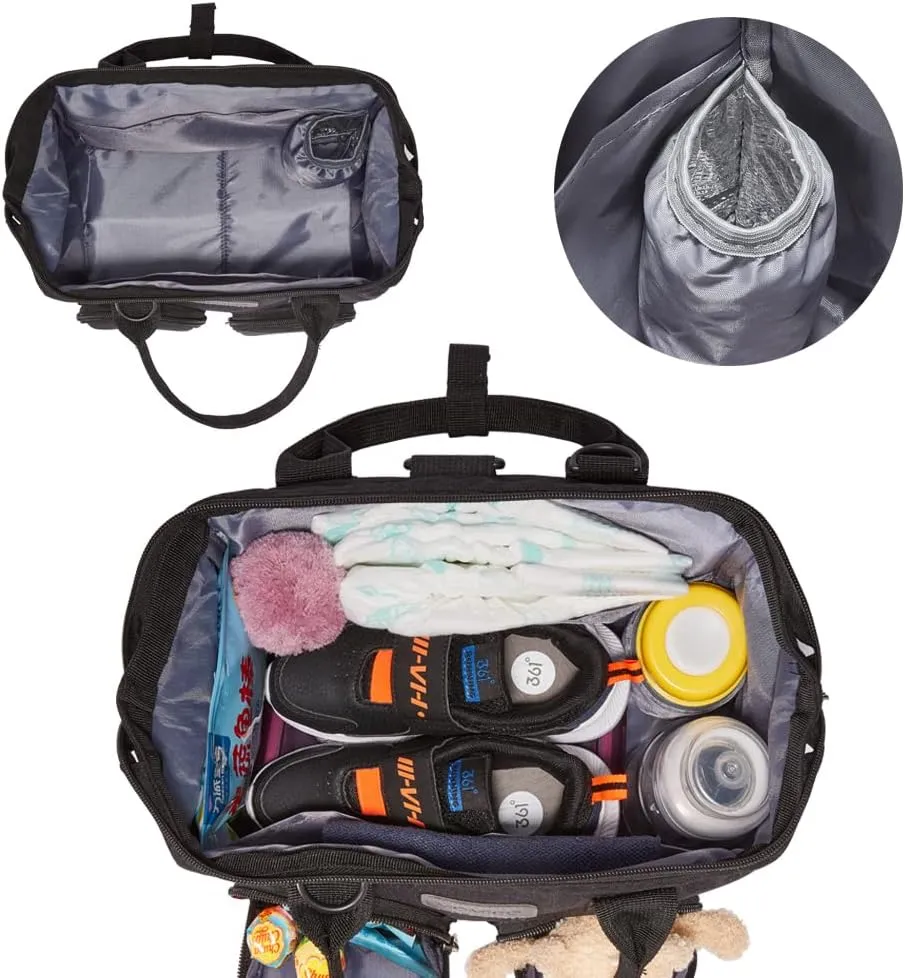Diaper Bag Backpack- Baby Waterproof Multi-Function Mini Smart Diaper Bag Backpack Baby Messenger for Outdoor & Working Mothers, Medium Size (Black)