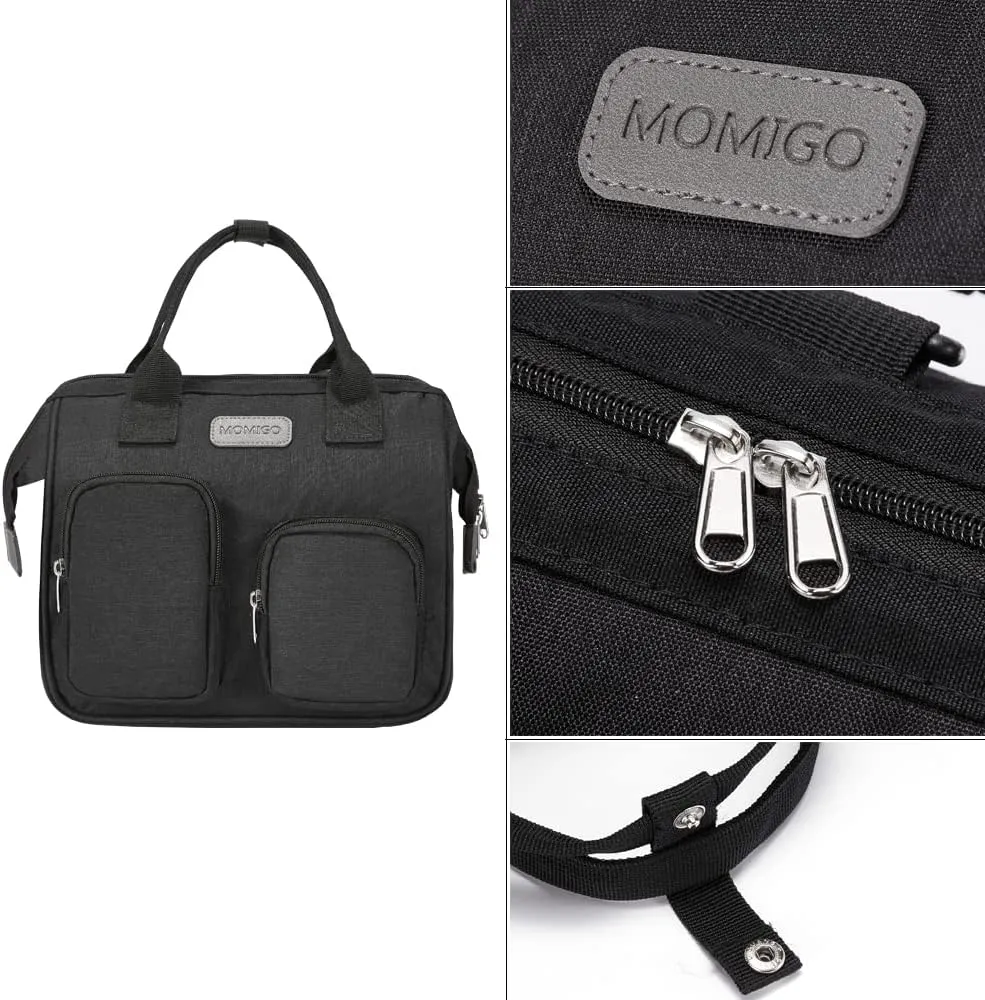 Diaper Bag Backpack- Baby Waterproof Multi-Function Mini Smart Diaper Bag Backpack Baby Messenger for Outdoor & Working Mothers, Medium Size (Black)