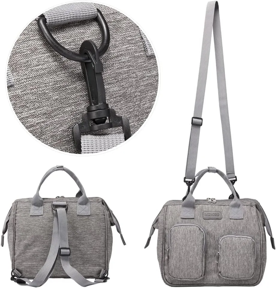 Diaper Bag Backpack- Baby Waterproof Multi-Function Mini Smart Diaper Bag Backpack Baby Messenger for Outdoor & Working Mothers, Medium Size (Grey)