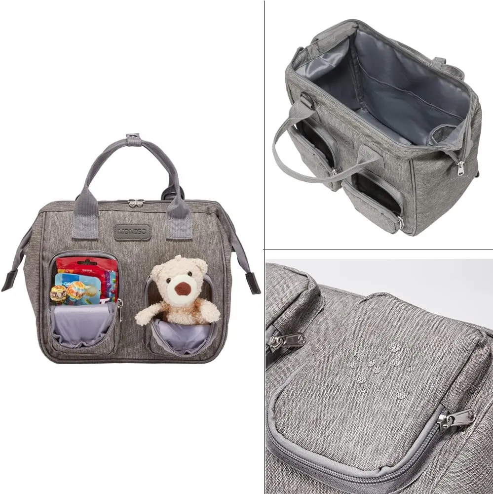 Diaper Bag Backpack- Baby Waterproof Multi-Function Mini Smart Diaper Bag Backpack Baby Messenger for Outdoor & Working Mothers, Medium Size (Grey)