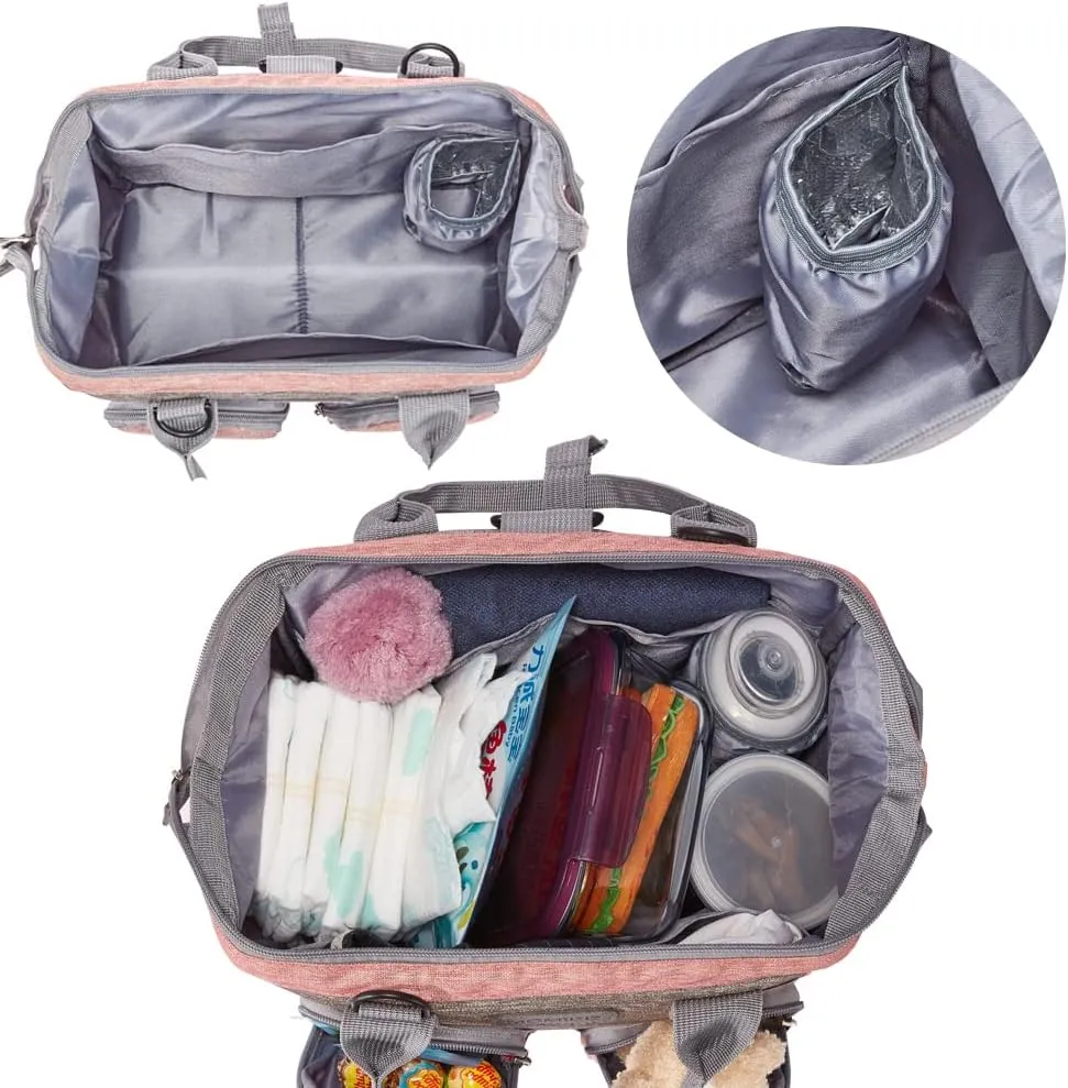 Diaper Bag Backpack- Baby Waterproof Multi-Function Mini Smart Diaper Bag Backpack Baby Messenger for Outdoor & Working Mothers, Medium Size (Pink)