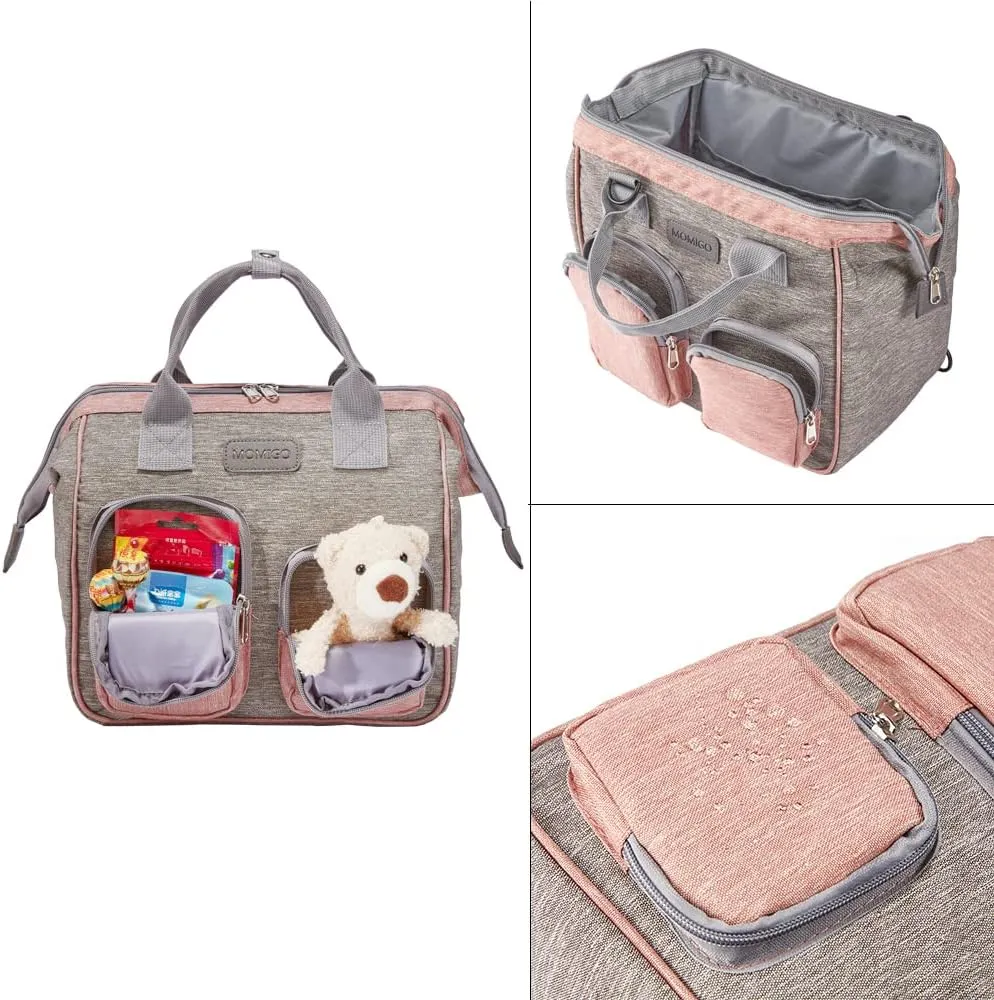 Diaper Bag Backpack- Baby Waterproof Multi-Function Mini Smart Diaper Bag Backpack Baby Messenger for Outdoor & Working Mothers, Medium Size (Pink)